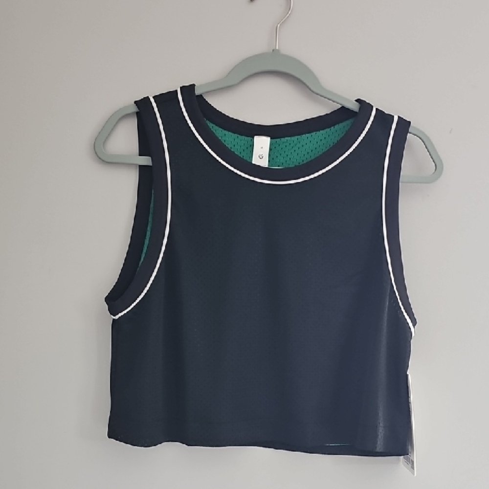 Lululemon Double Layered Mesh Reversible Tank Sz Medium!! Black And Green!